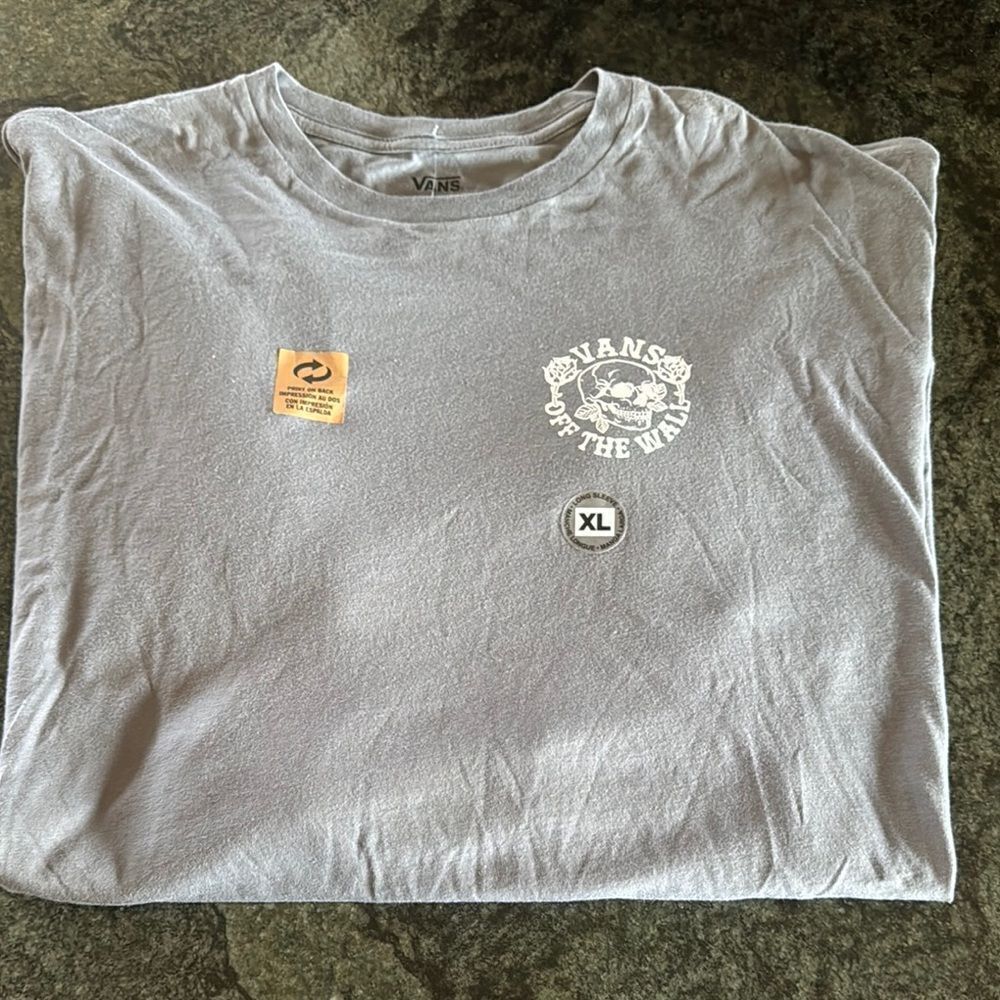 Vans Gray Skull and rose Men's Shirt - Picture 3 of 9